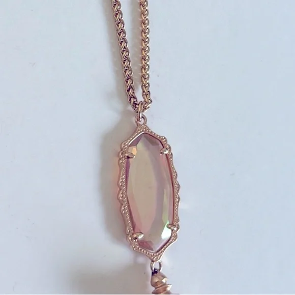 EUC [Kendra Scott] Everly Gold-Tone Iridescent Long Pendant Tassel Necklace - Picture 12 of 14